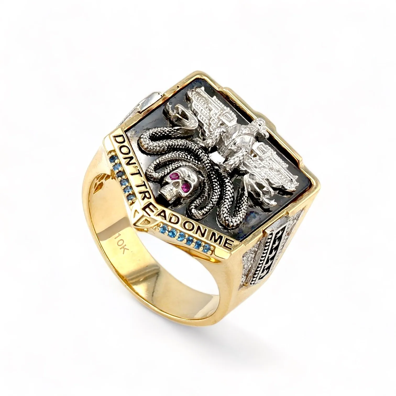 10K yellow gold eagle raptor ring-0987