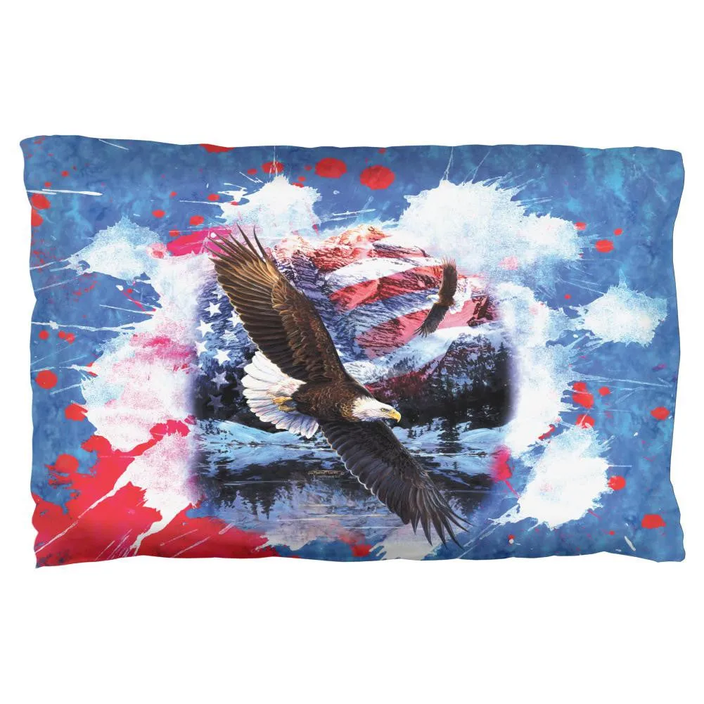 4th of July American Flag Bald Eagle Splatter Pillow Case