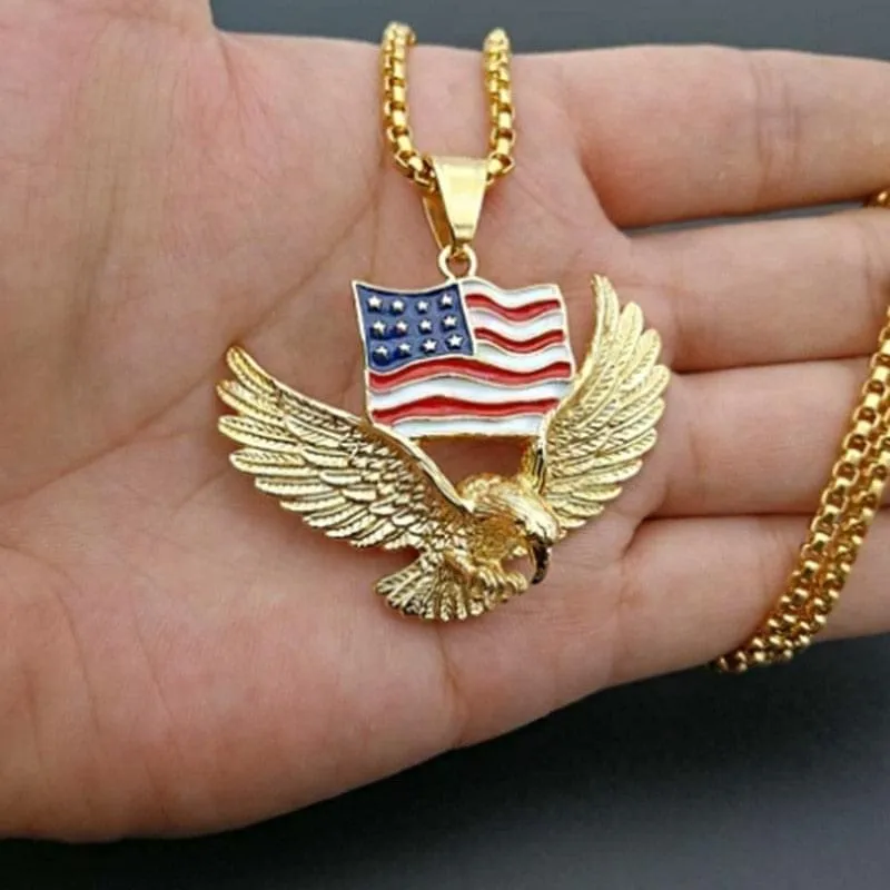 American Eagle Necklace /  American Flag Necklace / American Flag Jewelry