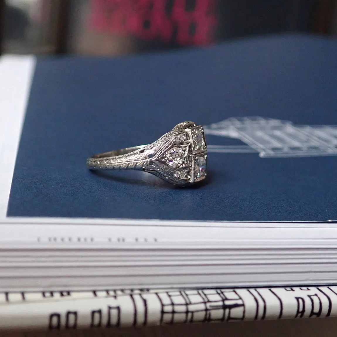 Art Deco Diamond Ring, Old European 0.35ctw.