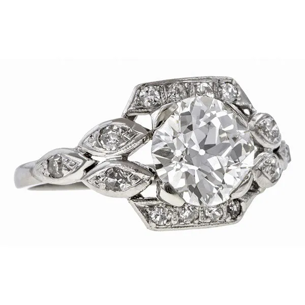 Art Deco Engagement Ring, Old Euro 1.71ct.