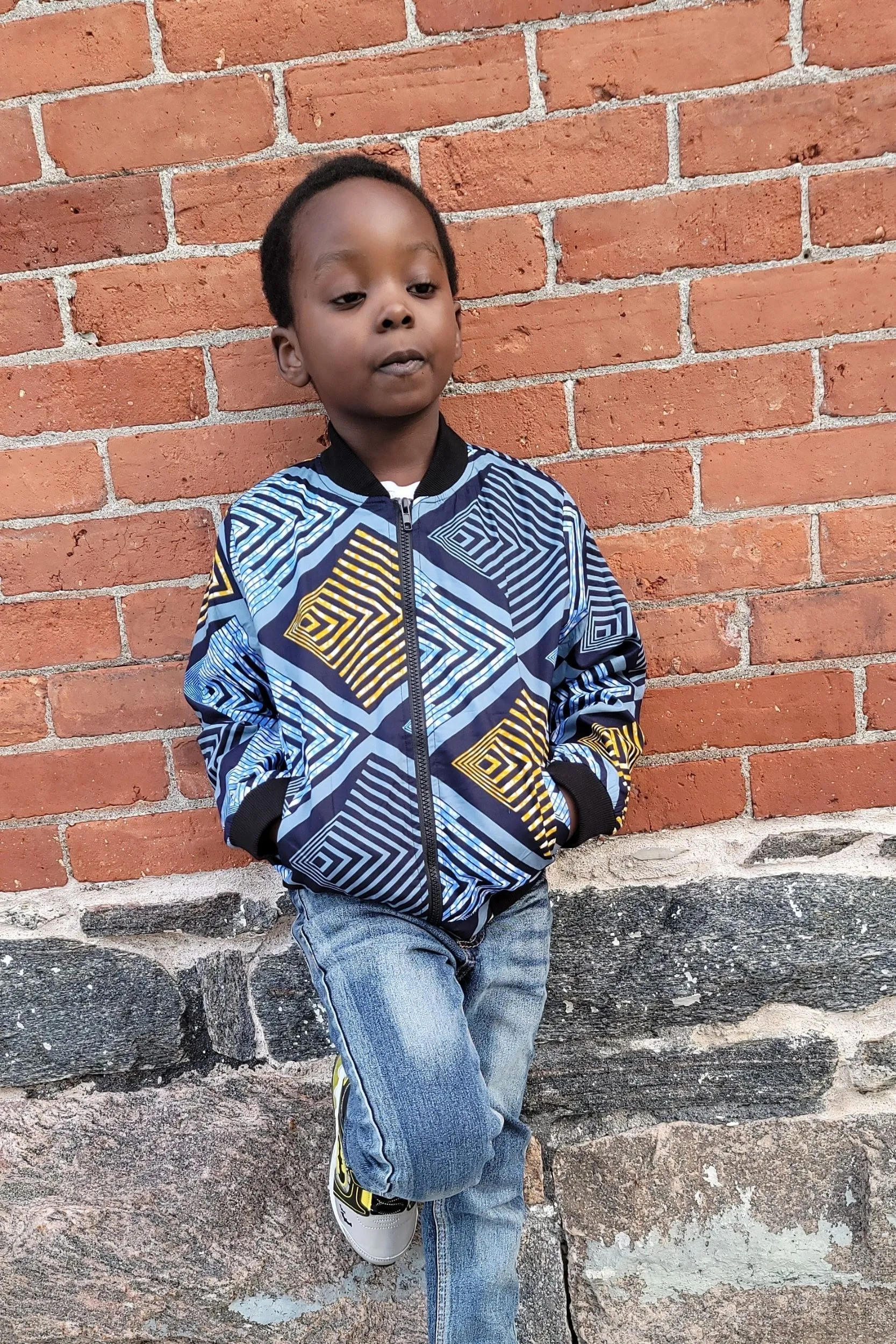 BAKARI AFRICAN PRINT UNISEX KIDS' BOMBER JACKET