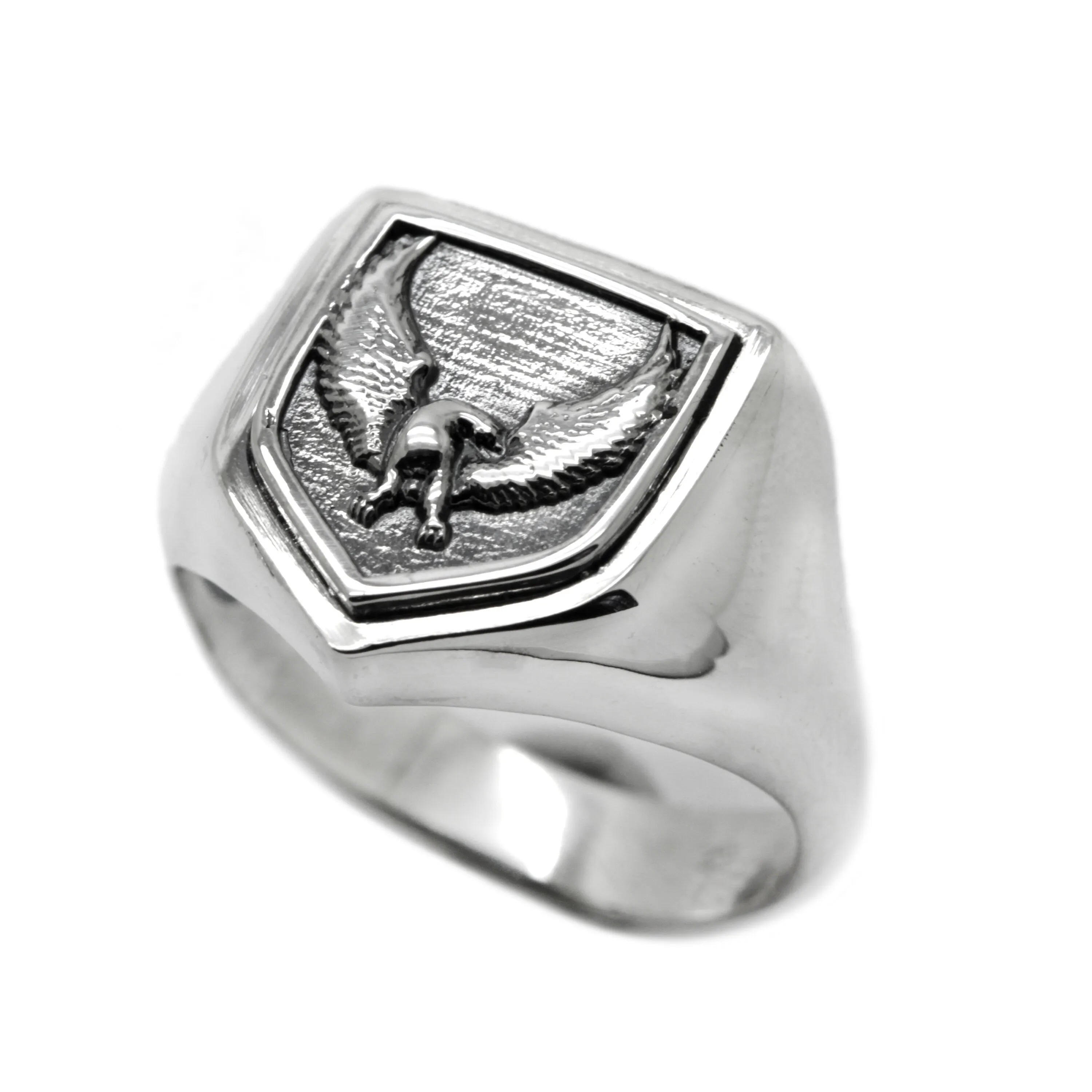 Bald Eagle Symbol Men Ring Silver 925