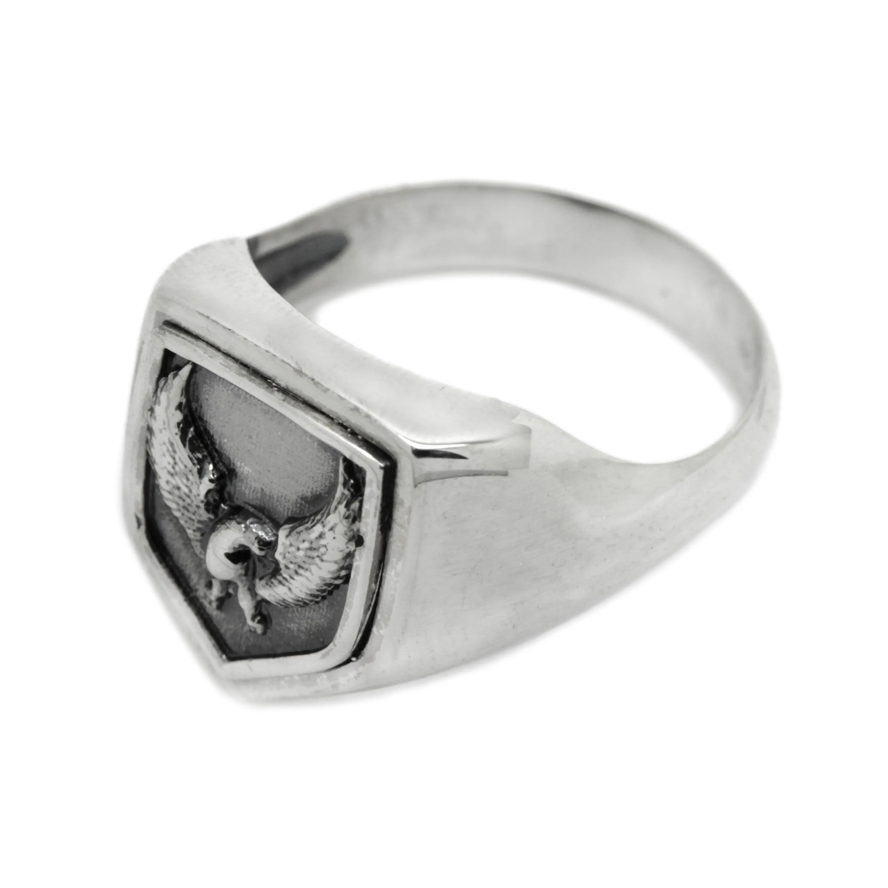 Bald Eagle Symbol Men Ring Silver 925