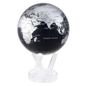 Black and Silver Solar Powered Spinning Globe with Acrylic Stand