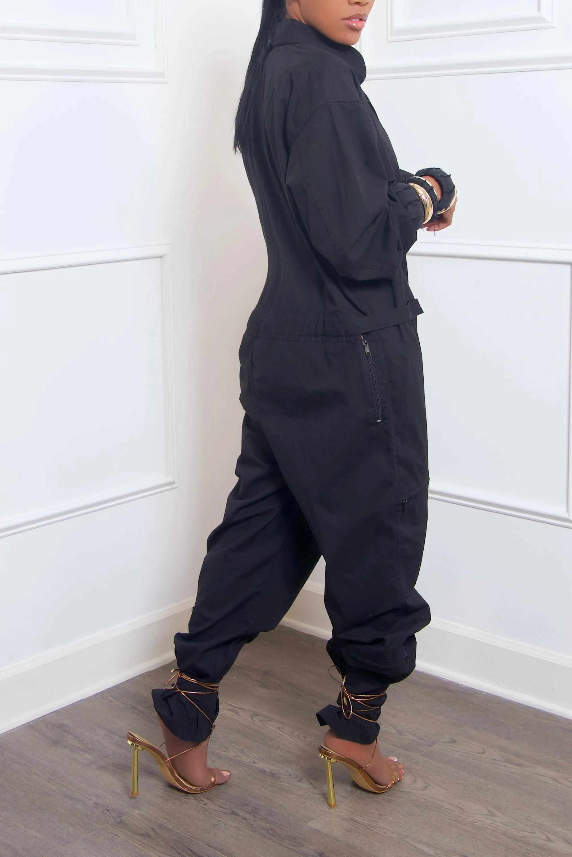 Black zipper Jumpsuit- PO