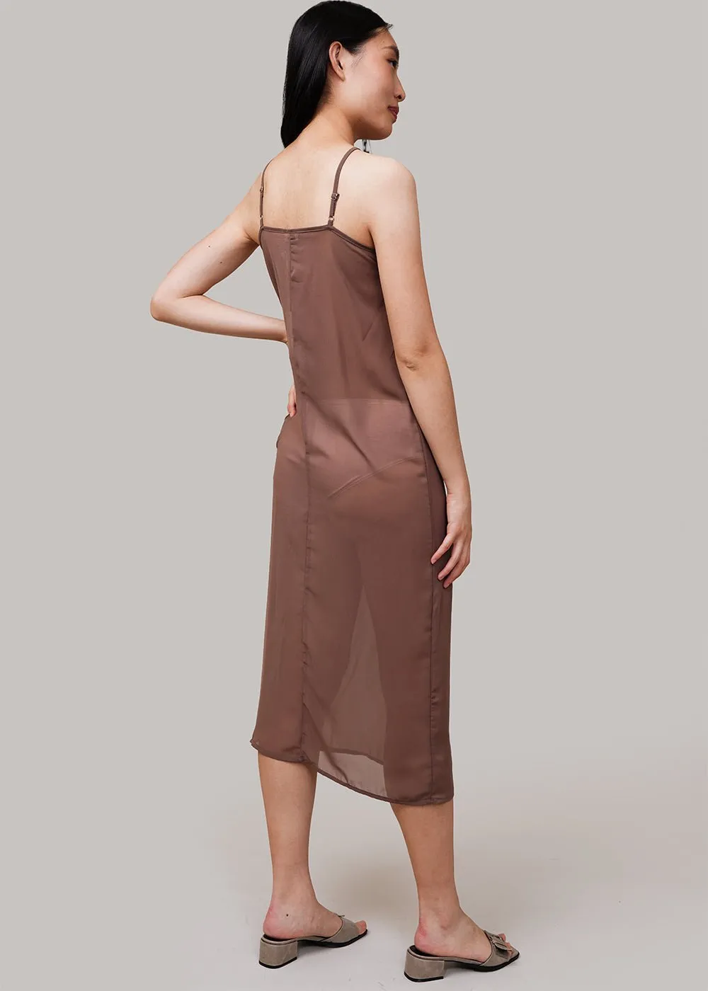 Elegant Brown Disa Strap Dress for Women - Chic Summer Fashion