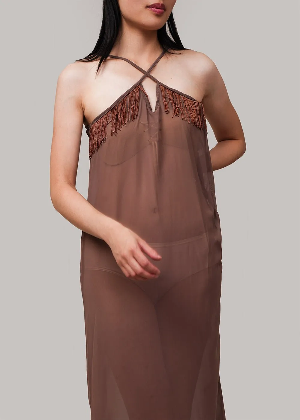 Elegant Brown Disa Strap Dress for Women - Chic Summer Fashion