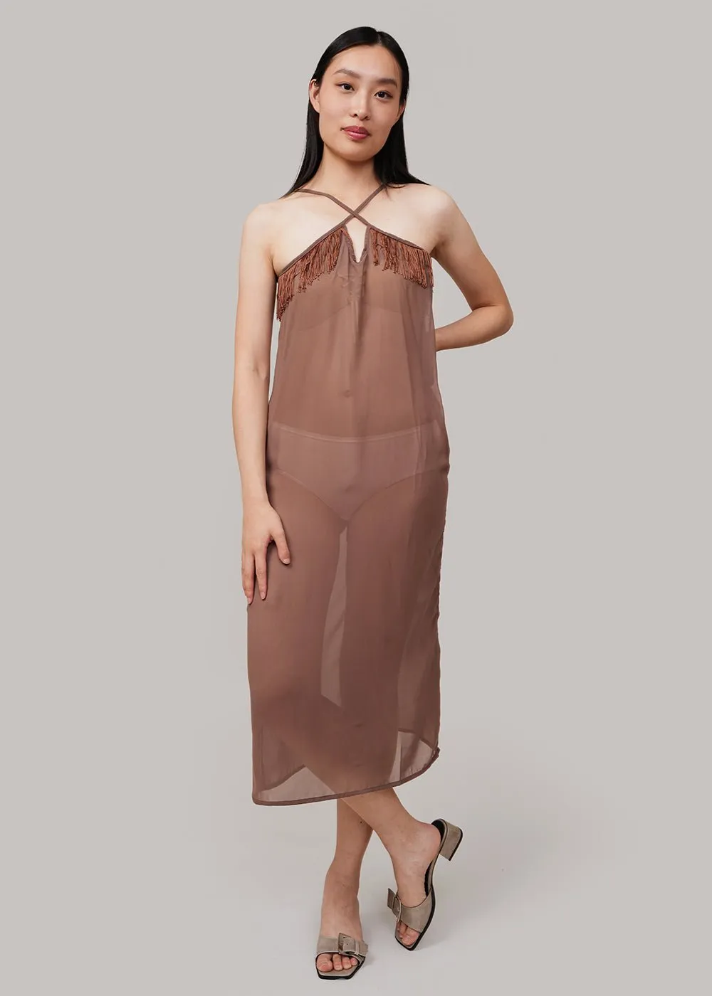 Elegant Brown Disa Strap Dress for Women - Chic Summer Fashion