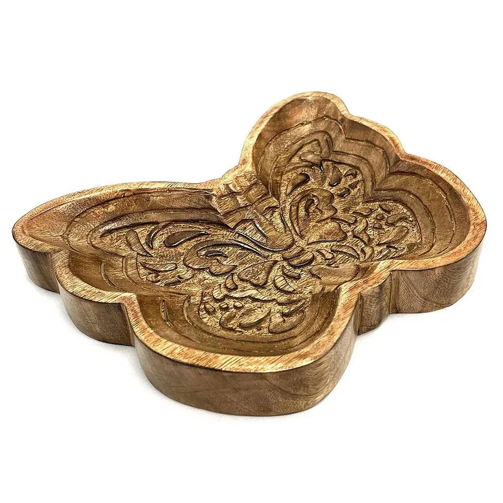 Butterfly Mango Wood Trinket Tray