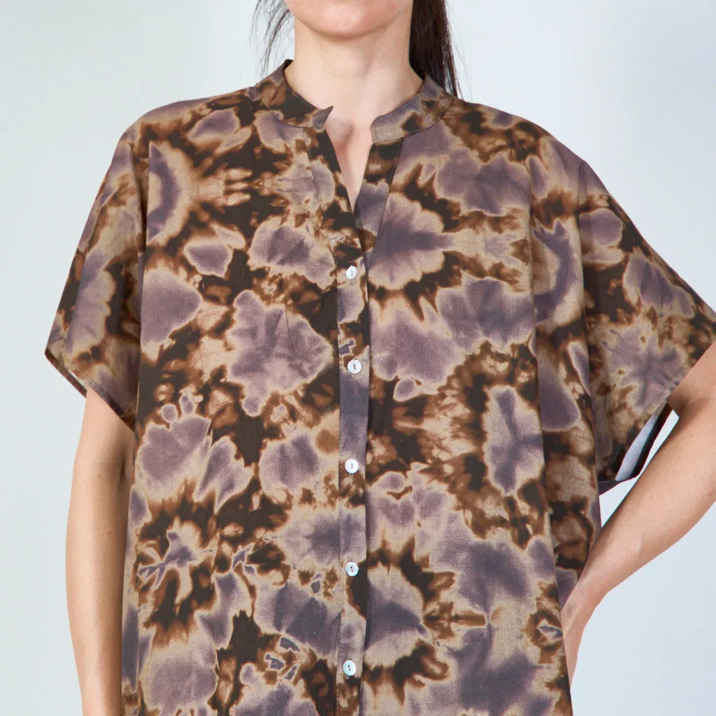 Button-down shirt with abstract print wholesale