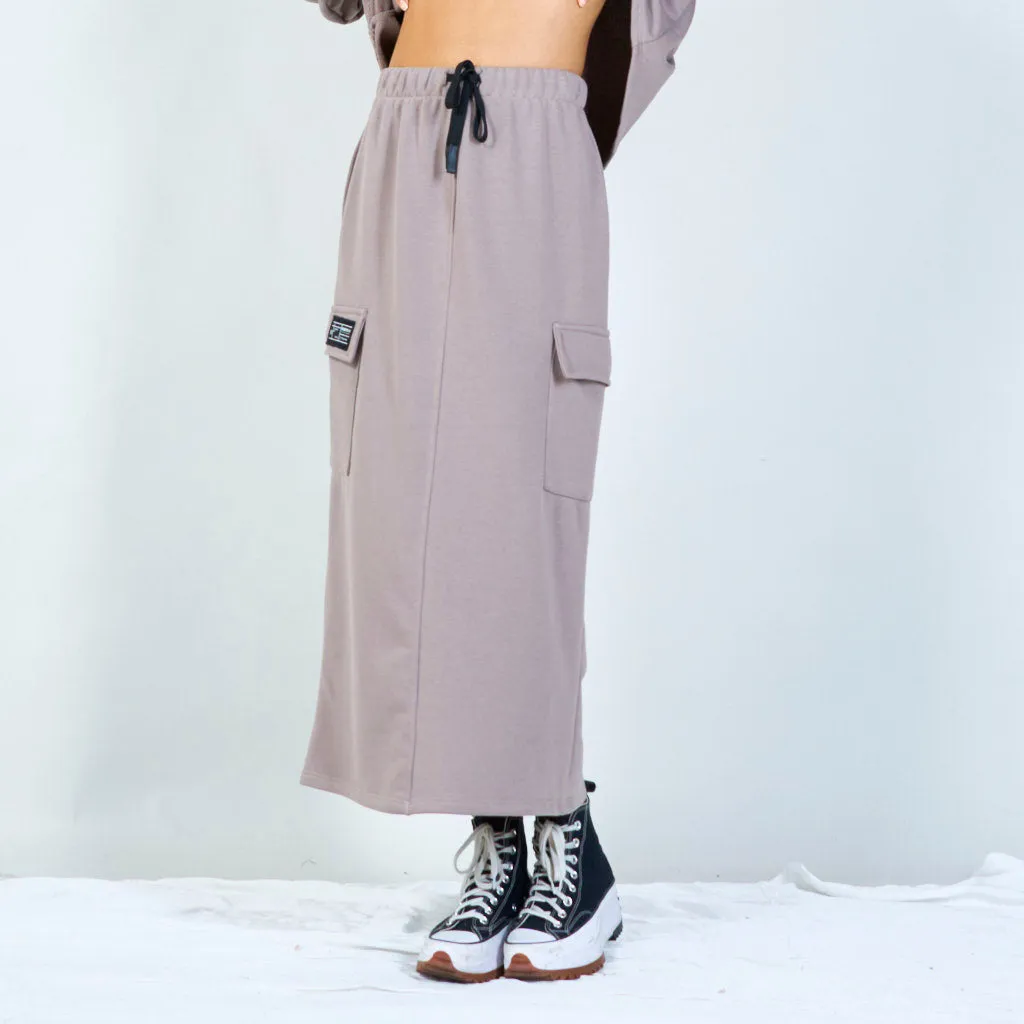 Cargo midi skirt with drawstring waist wholesale