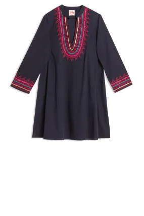 Charlotte Franco'S Caftan Blue Maroon Emb