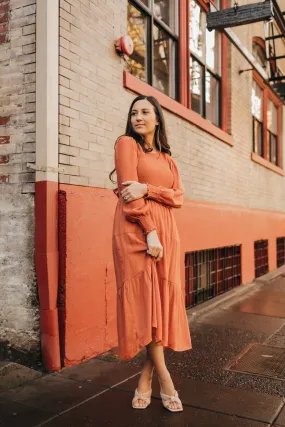 Charlotte Smocked Dress in Rust