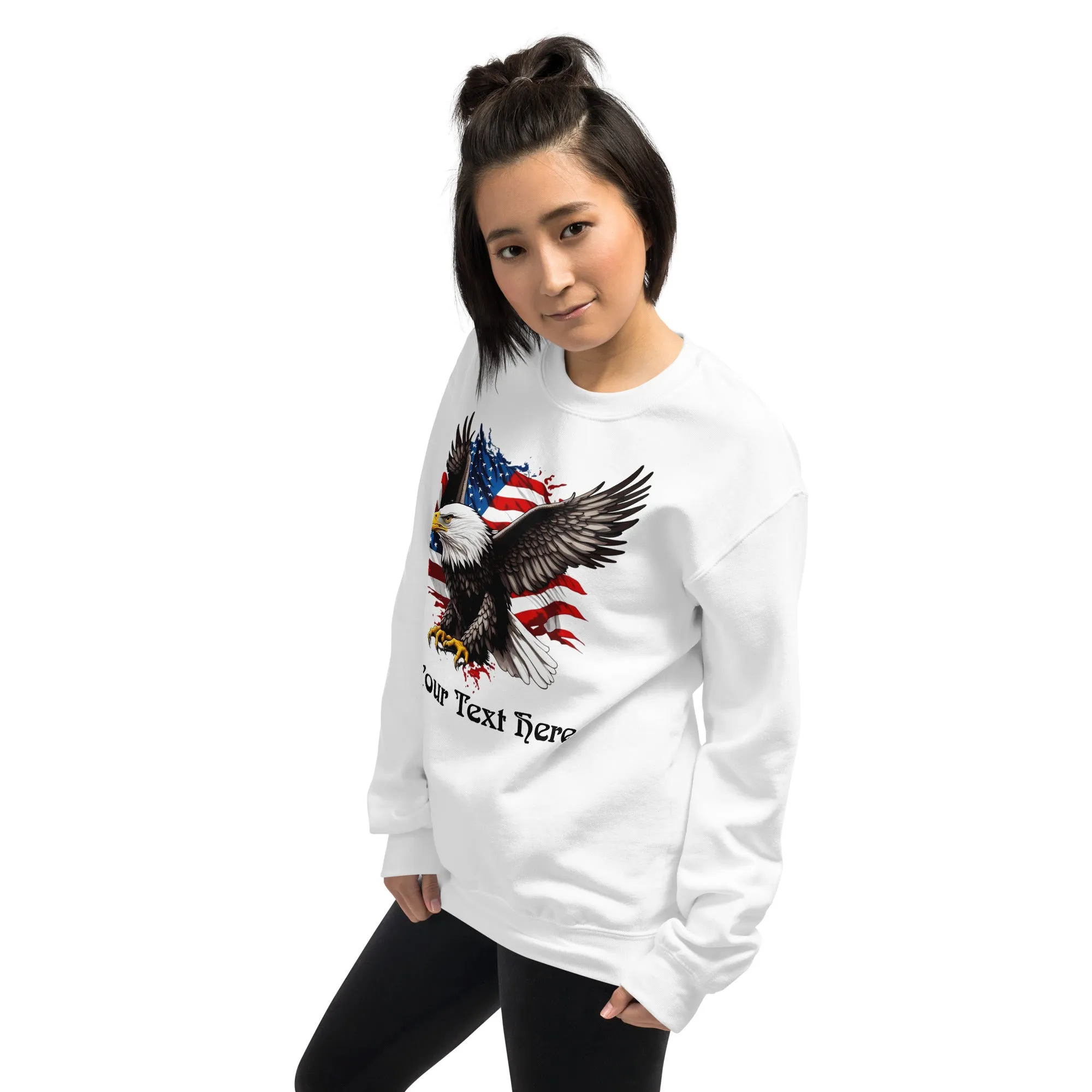 Customizable Sweatshirt With Flying Eagle Print