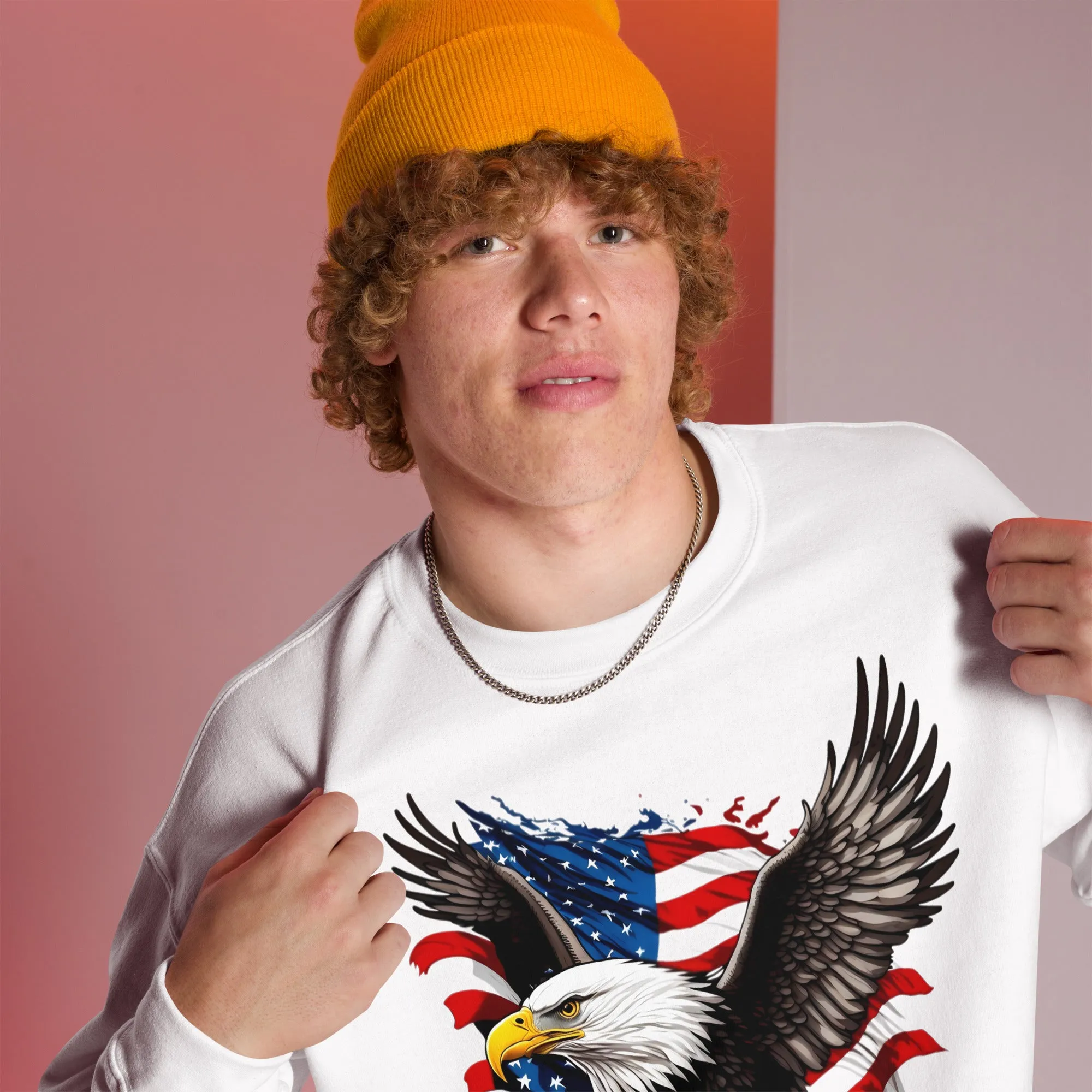 Customizable Sweatshirt With Flying Eagle Print