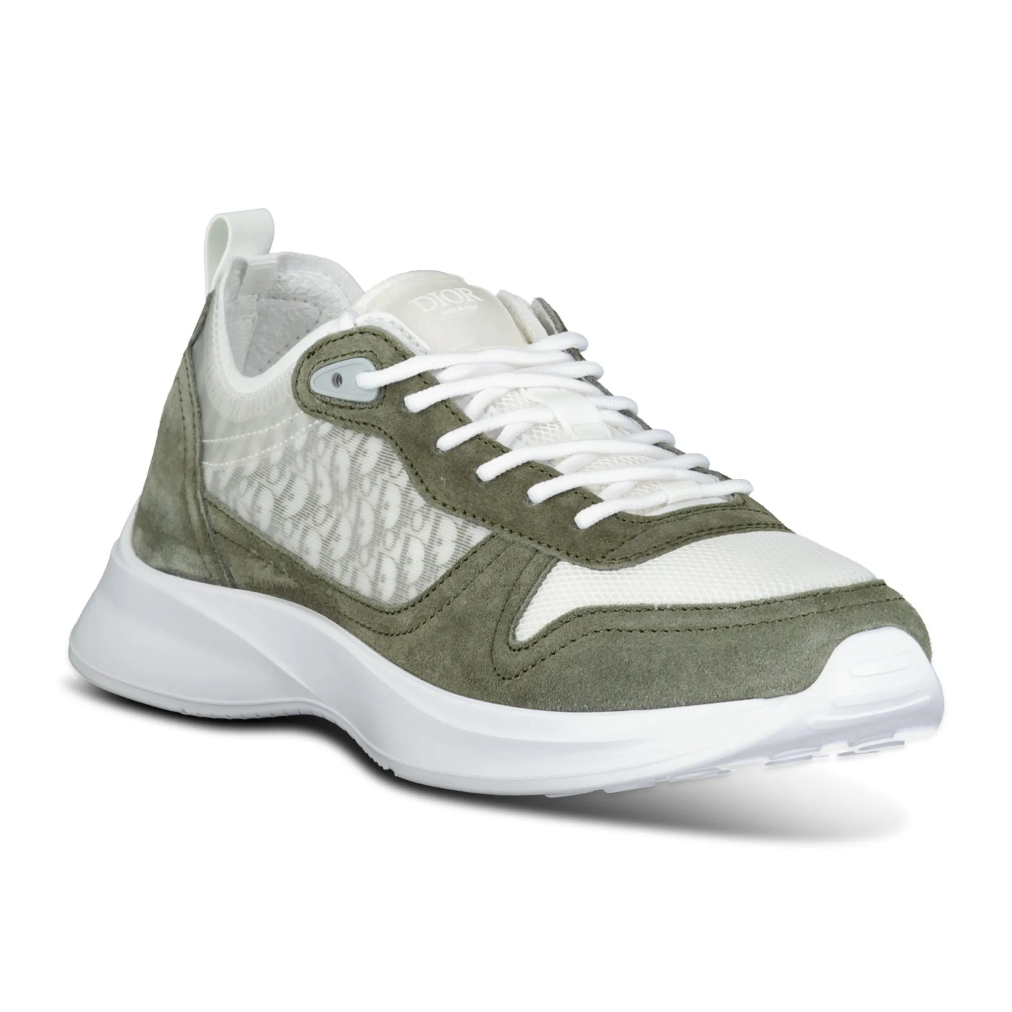 Mens Dior B25 Luxurious White & Green Suede Trainers