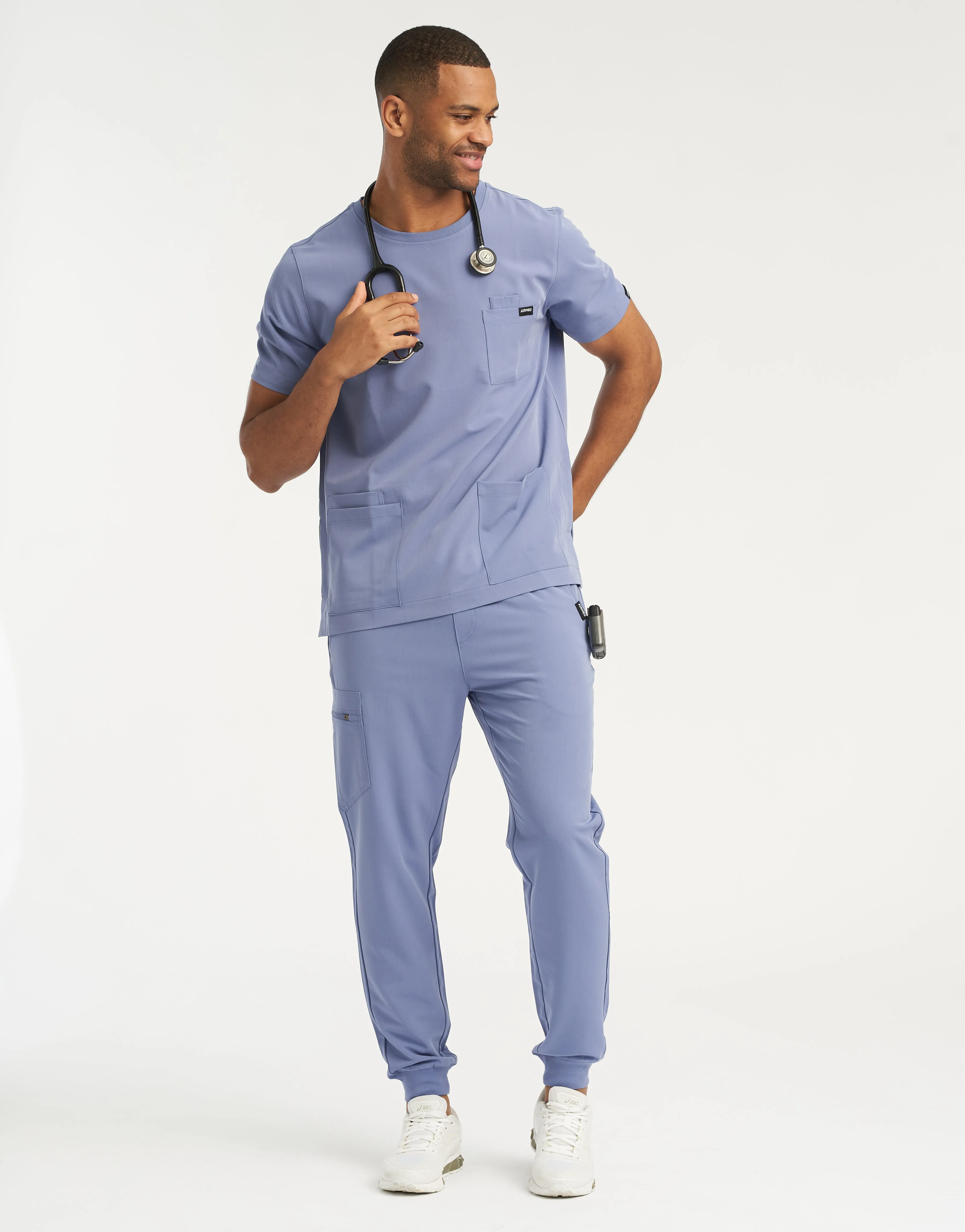 Essential Crewneck Scrub Top - Nova Blue