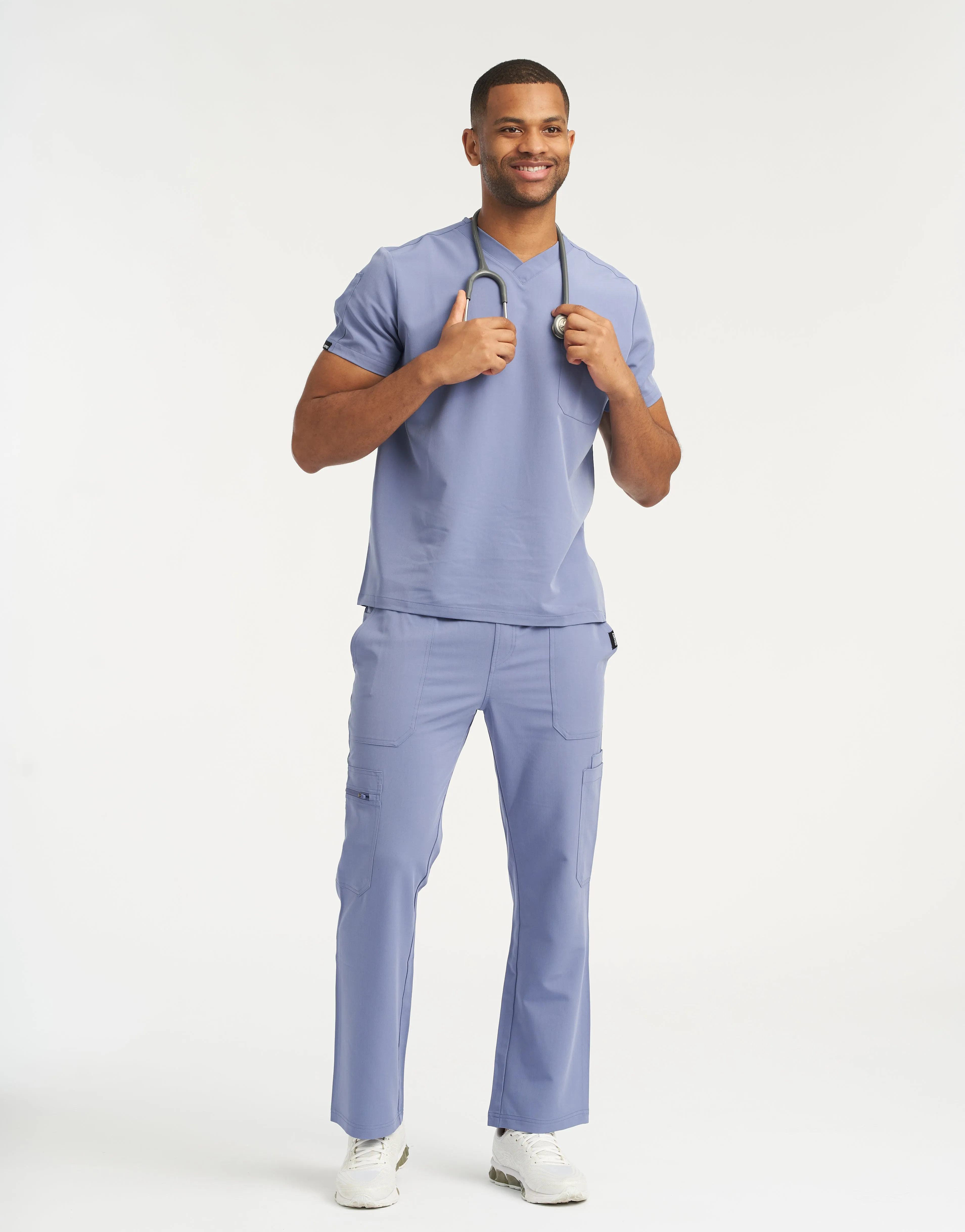 Essential V Neck Scrub Top - Nova Blue