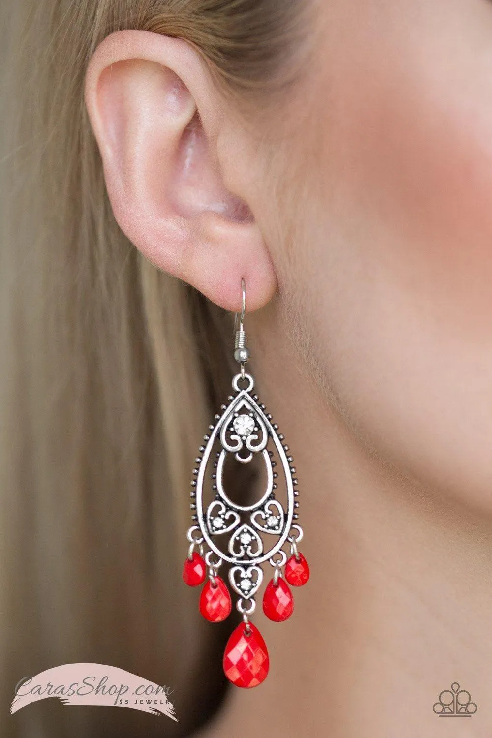 Fashion Flirt - Red Earrings - Paparazzi Accessories