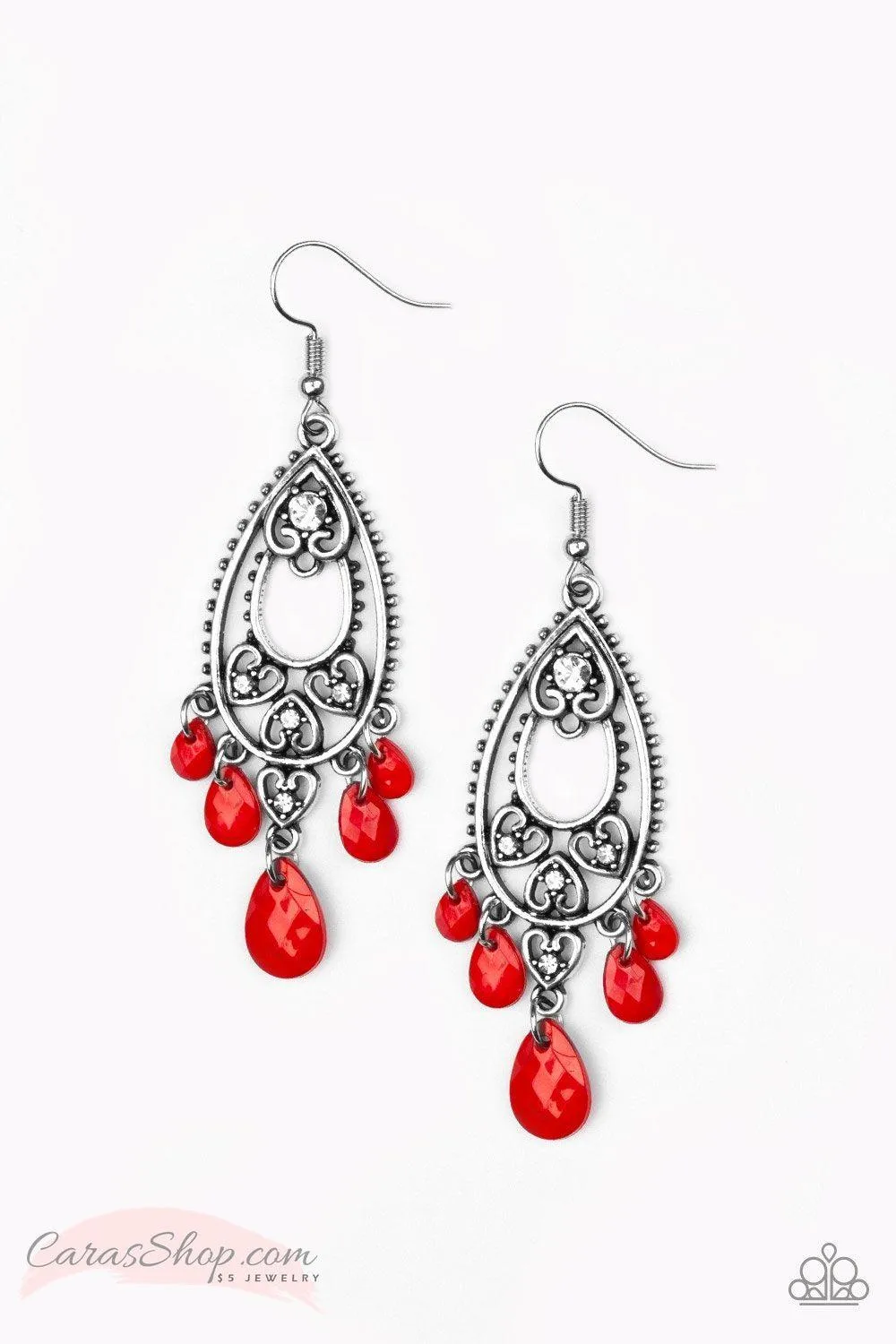 Fashion Flirt - Red Earrings - Paparazzi Accessories