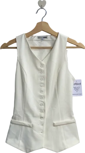 Fashion Nova White Button-Down Sleeveless Vest UK 8