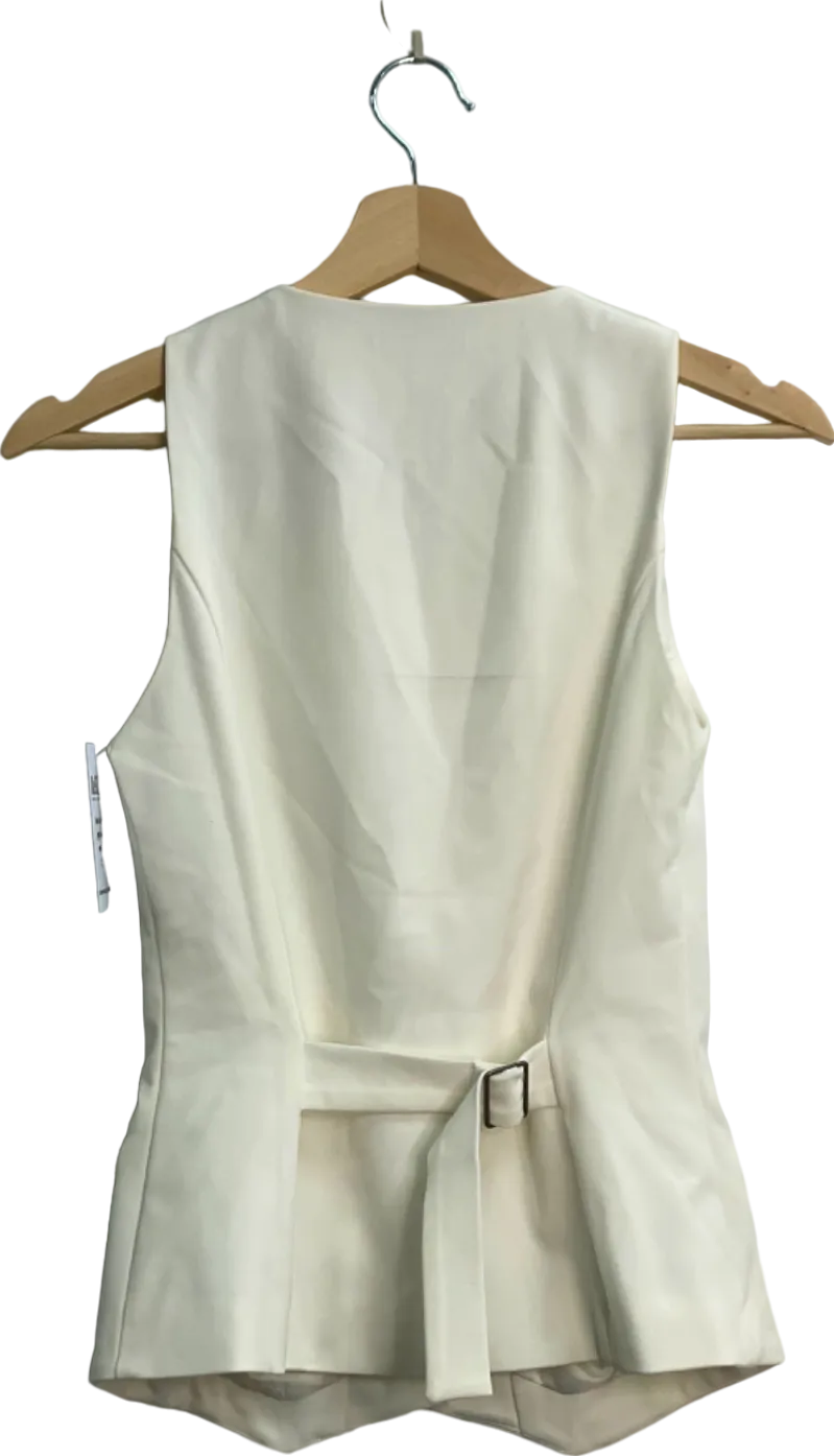 Fashion Nova White Button-Down Sleeveless Vest UK 8