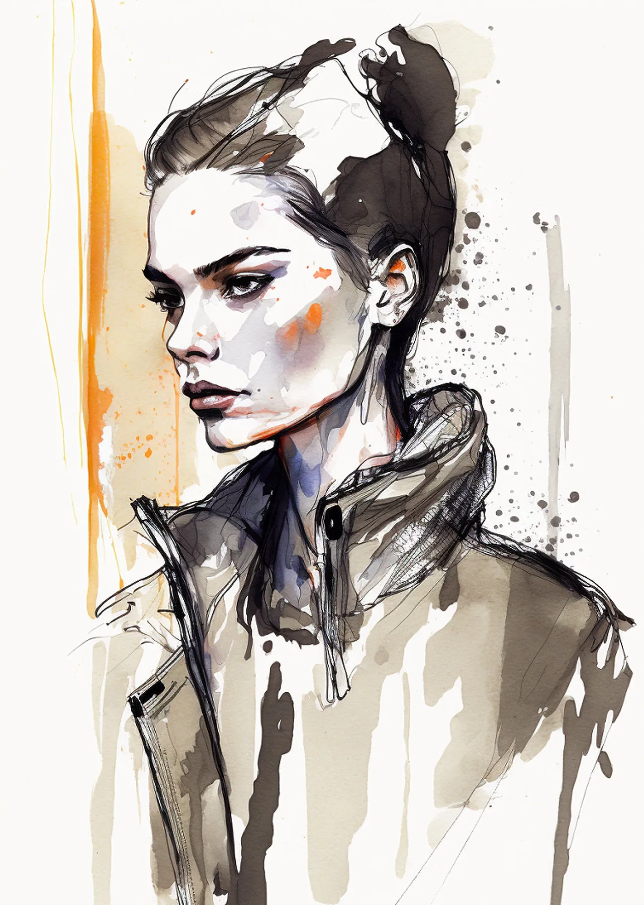 Fashion Portrait Sketch Wall Art Print #5