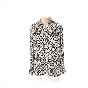 H&M White & Black Printed Collared Shirt | Pre Loved |