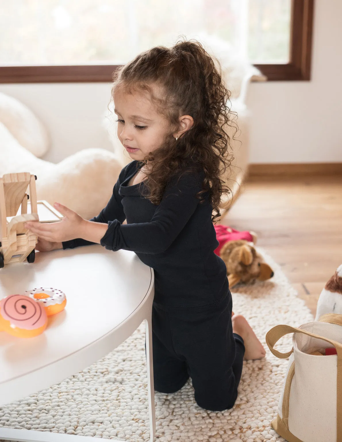 Kids Two Piece Solid Navy Pajamas