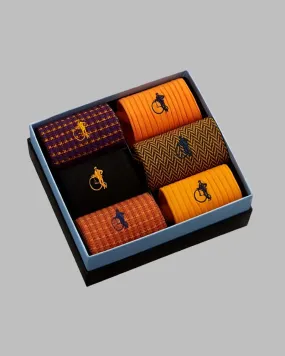 London Sock Co. DASH OF CLASS Mango 6-Pair Gift Box