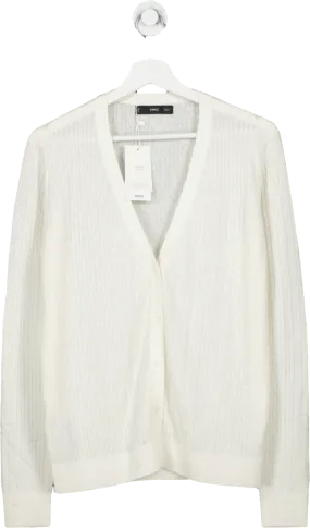 MANGO White Twisted Wool Cardigan BNWT UK L