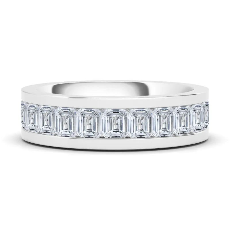 Men's Channel Set Emerald Diamond Eternity Band