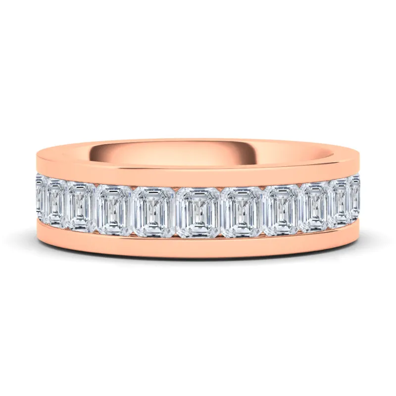 Men's Channel Set Emerald Diamond Eternity Band