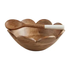 Mud Pie Wood Scallop Bowl with Server