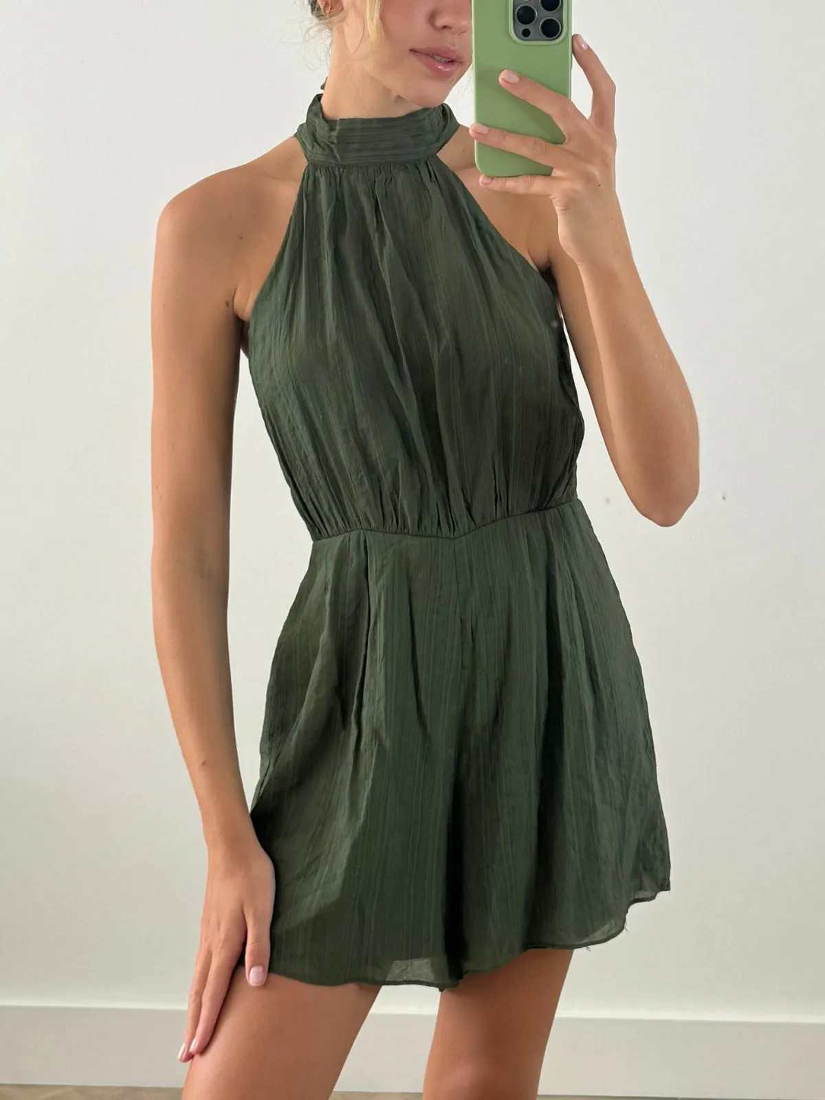 Nova High Neck Playsuit in Green