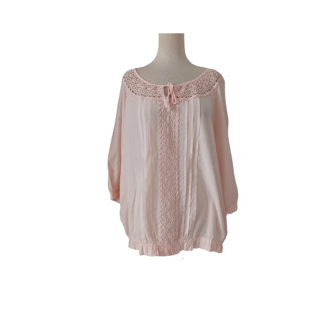 Old Navy Pink Semi Sheer Peasant Blouse | Gently Used |