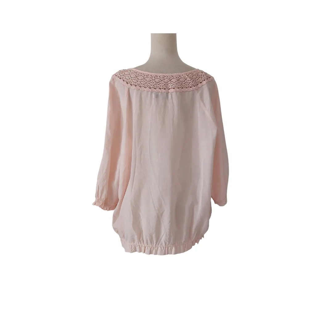 Old Navy Pink Semi Sheer Peasant Blouse | Gently Used |