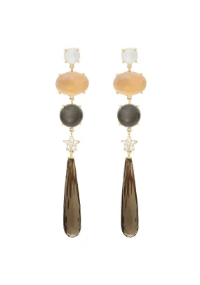 Ole Lynggaard Lotus 18KYG Moonstone & Smoky Quartz Earrings