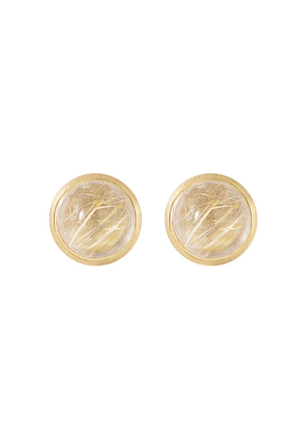 Ole Lynggaard Lotus 18KYG Rutilated Quartz Stud Earrings