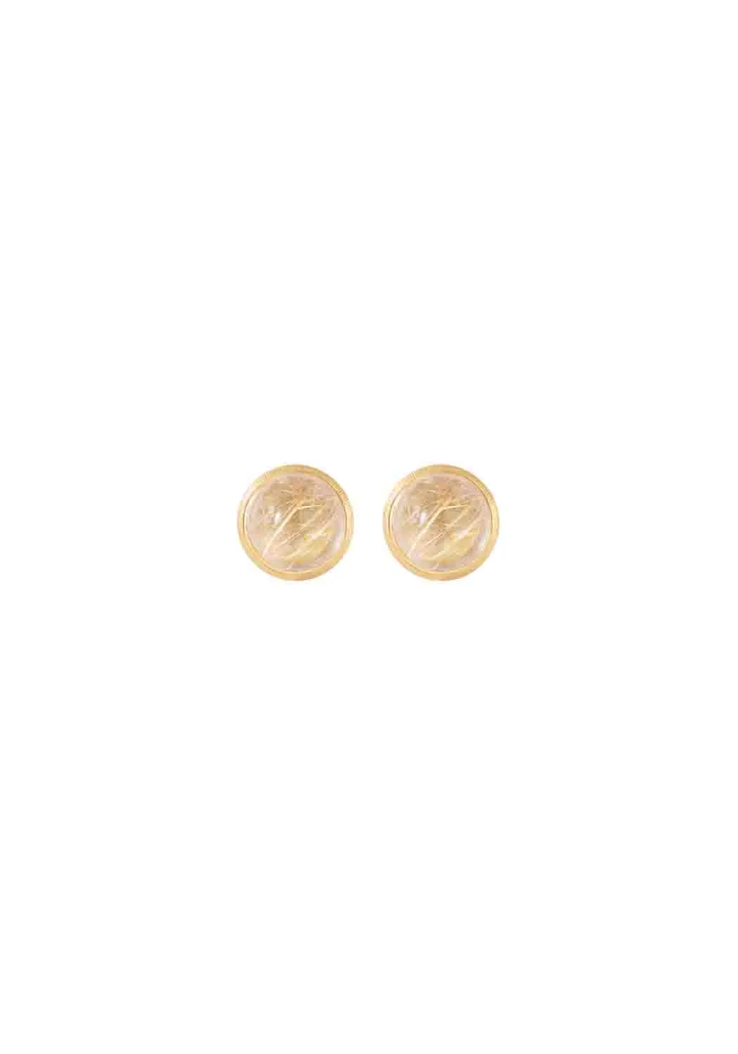 Ole Lynggaard Lotus 18KYG Rutilated Quartz Stud Earrings