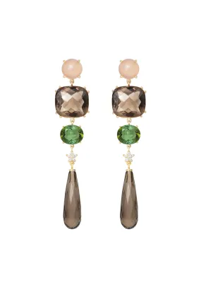 Ole Lynggaard Lotus Moonstone Smoky Quartz & Tourmaline Earrings