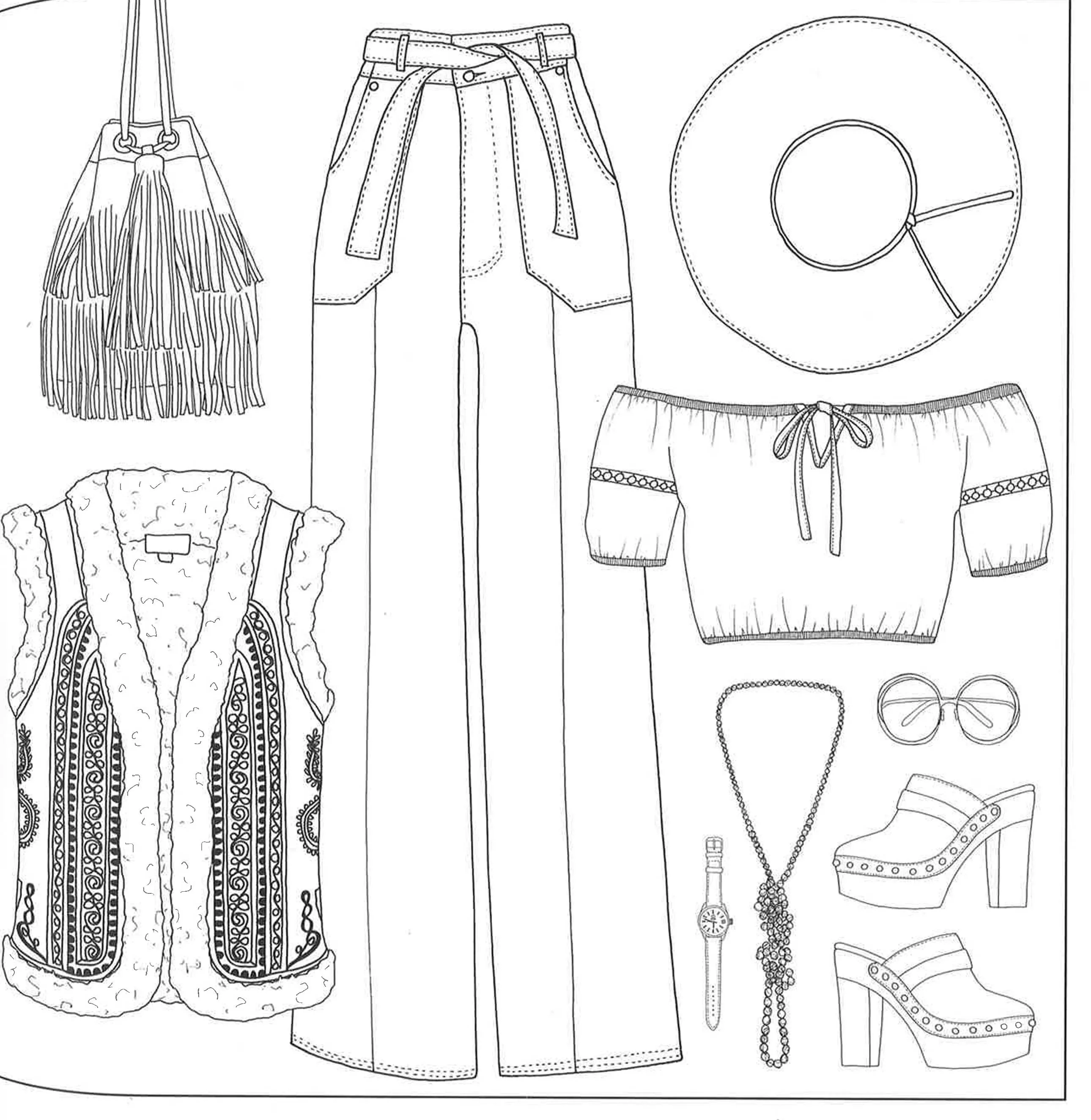 #Ootd: Fashion Flat Lay Colouring Book - Fashion Flat Lay Colouring Book