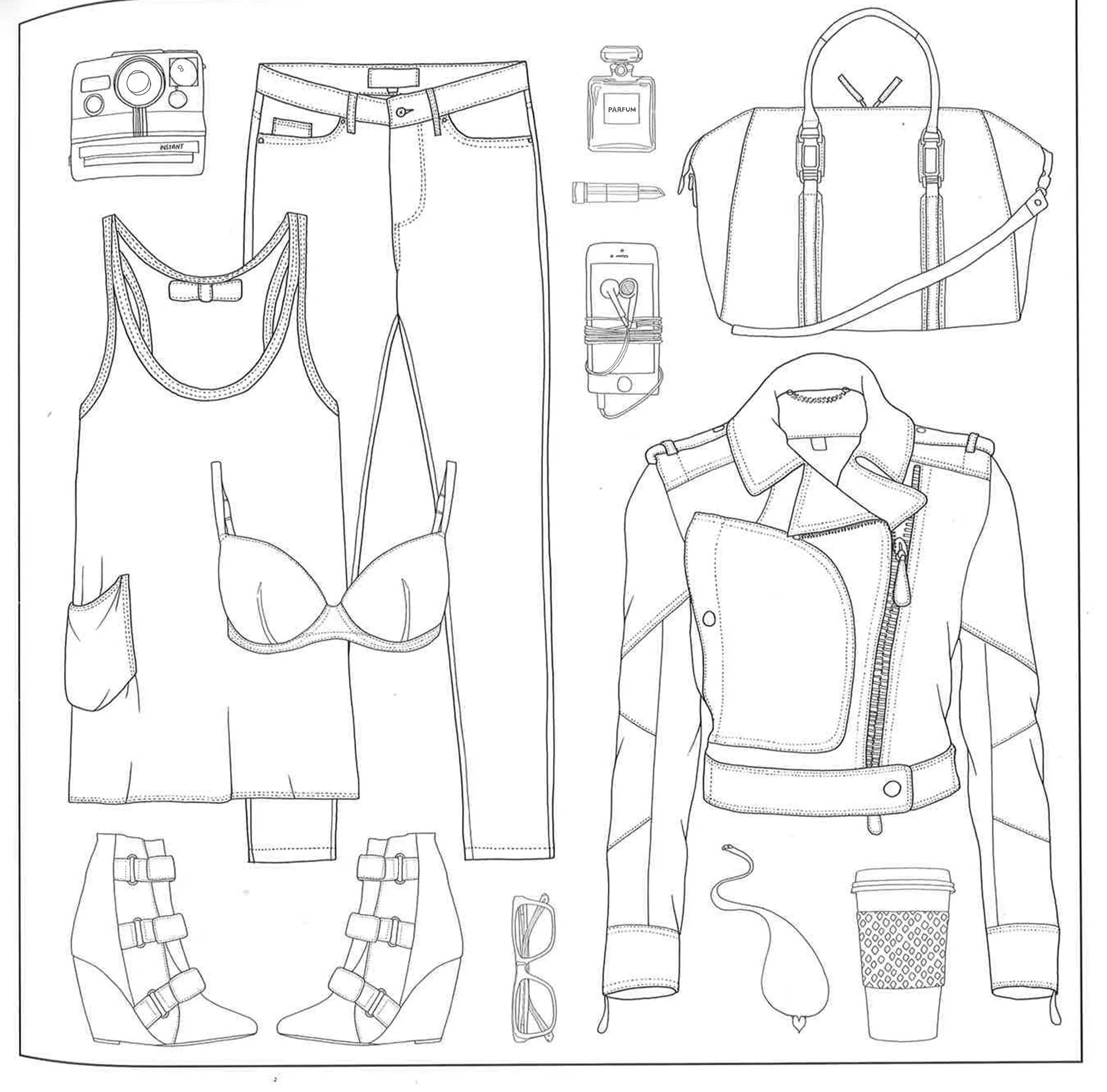 #Ootd: Fashion Flat Lay Colouring Book - Fashion Flat Lay Colouring Book