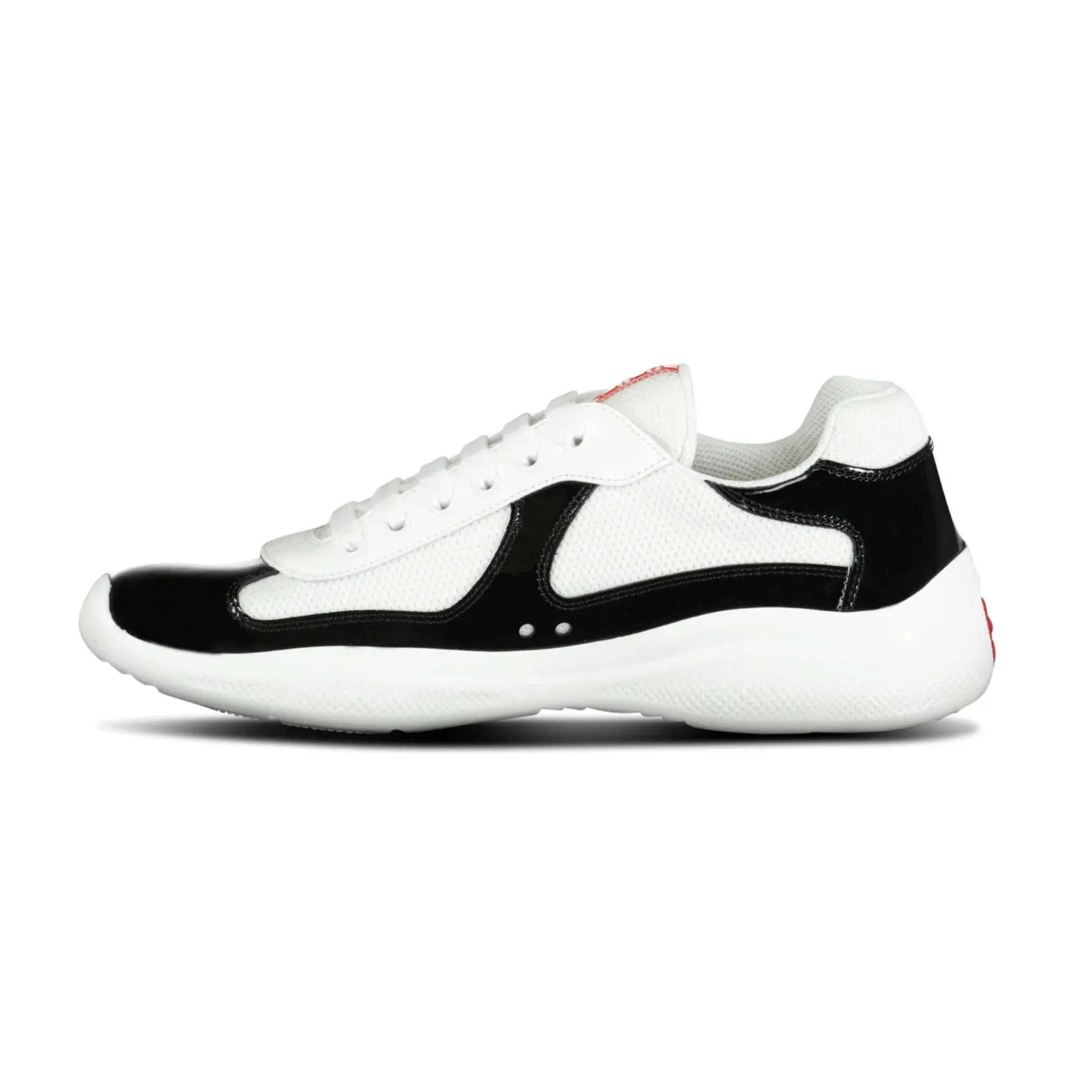 PRADA AMERICAS CUP MESH TRAINERS PATENT BLACK / WHITE