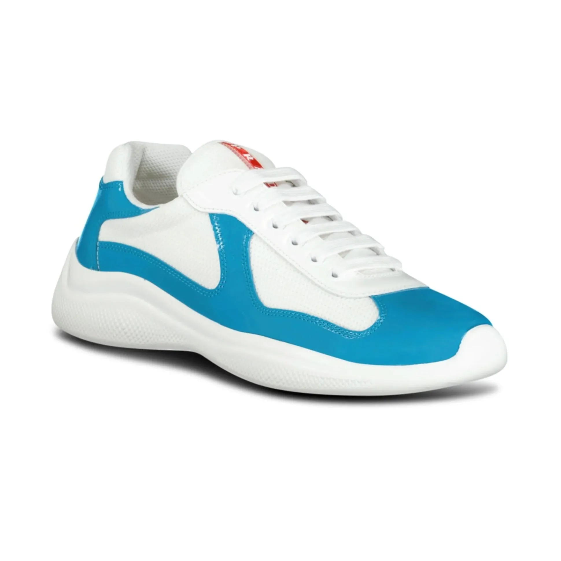 PRADA AMERICAS CUP MESH TRAINERS PATENT BLUE