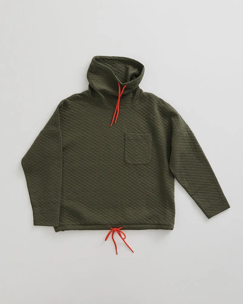 Quilted Funnel Neck Pullover