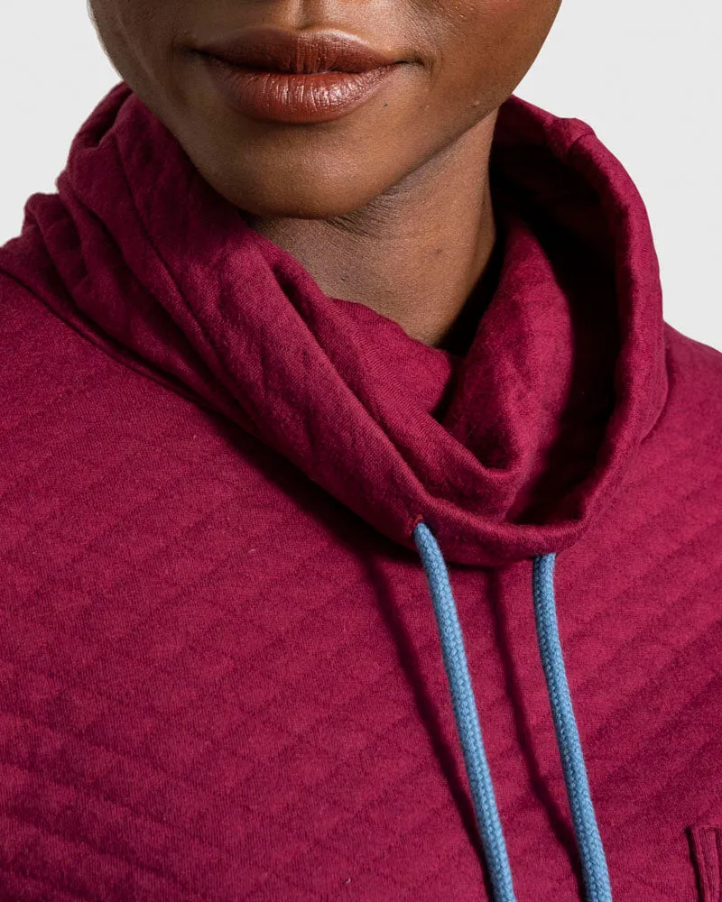 Quilted Funnel Neck Pullover