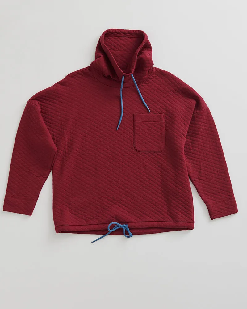 Quilted Funnel Neck Pullover