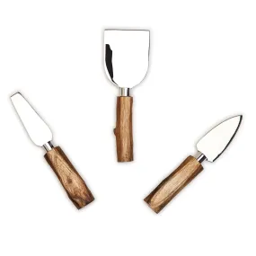 Set of 3  Wood Handle Cheese Knives